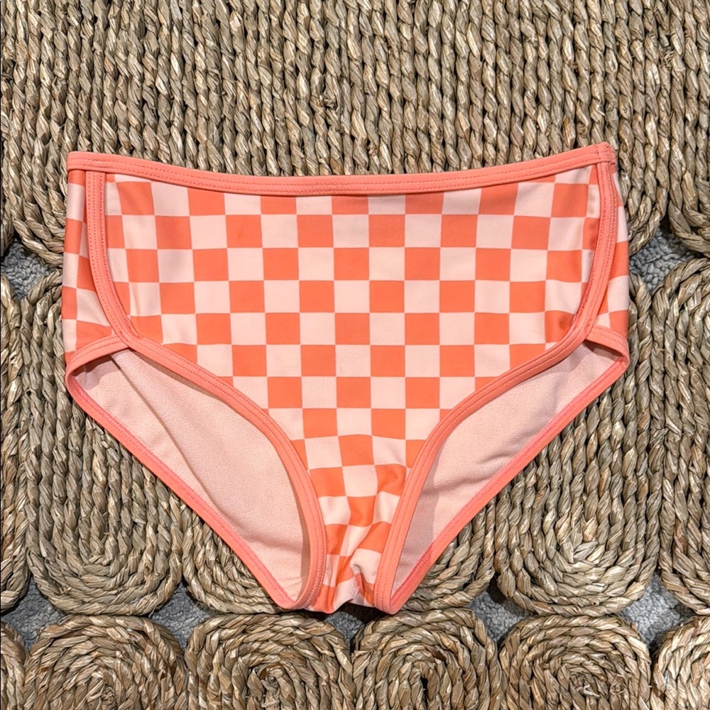 Cat & Jack Girls Orange Checkered Bikini Bottoms Medium 7/8